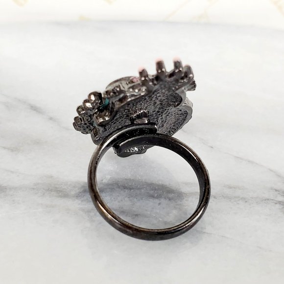 Owl Flower Ring with‎ Crystals - Picture 8 of 10